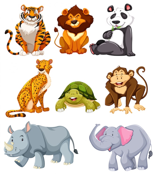 Vector gratuito conjunto de animales lindos