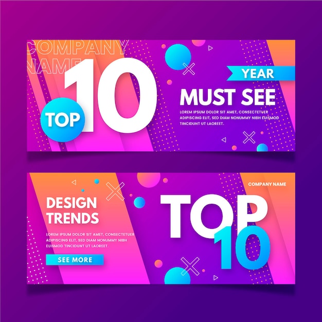 Vector gratuito conjunto de banners de clasificación de los diez mejores