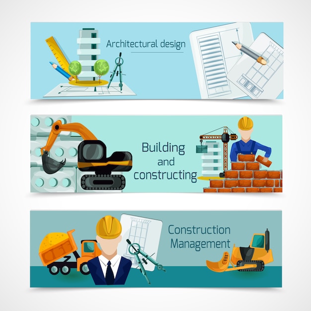Vector gratuito conjunto de banners de construcción
