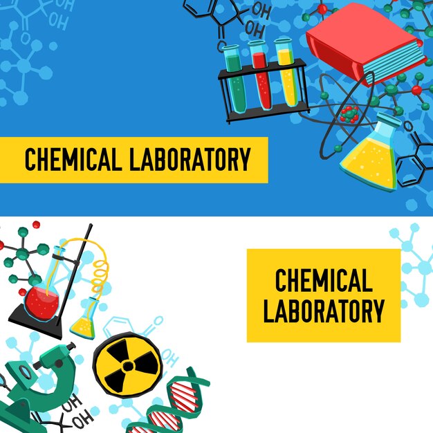 Vector gratuito conjunto de banners de laboratorio