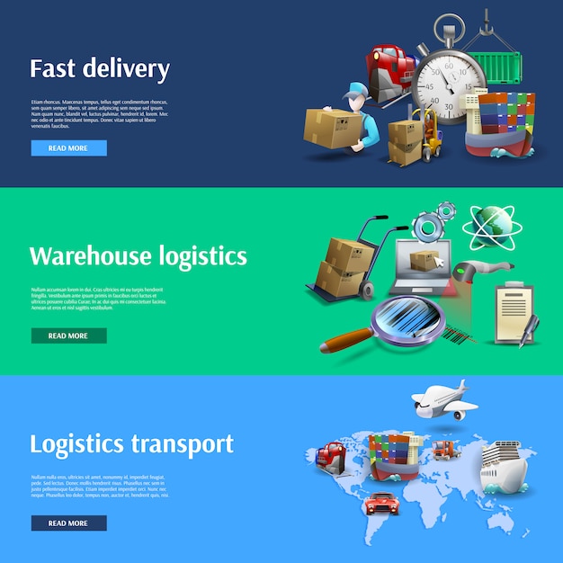 Vector gratuito conjunto de banners de transporte