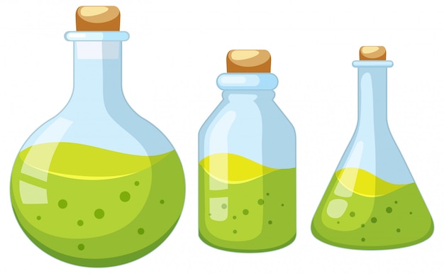 Vector gratuito conjunto de botella de laboratorio.