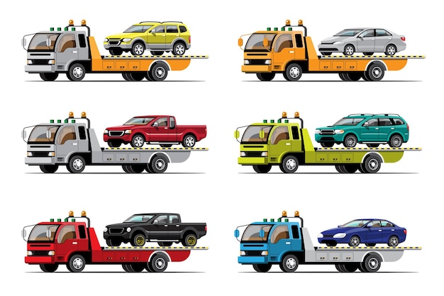 Vector gratuito conjunto de coches de remolque