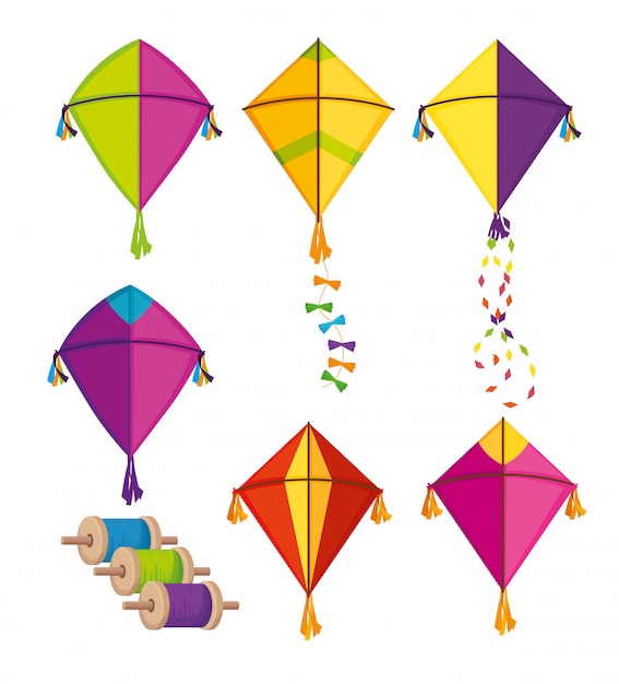 Vector gratuito conjunto de cometas makar sankranti