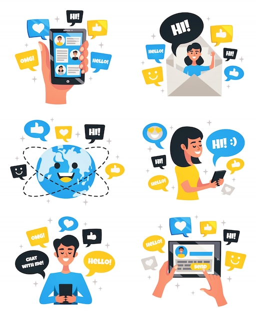 Vector gratuito conjunto de composición de composiciones de comunicación de chat