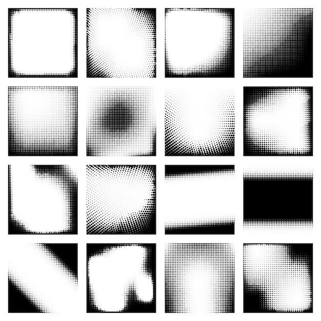 Vector gratuito conjunto de diseños de efectos de semitono monocromo