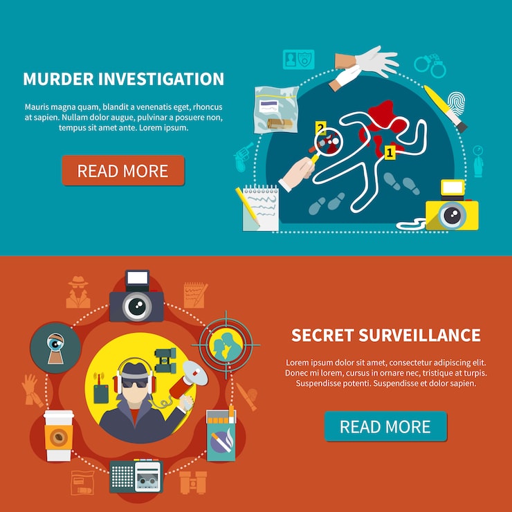 Vector gratuito conjunto de dos pancartas de detectives