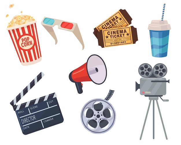 Vector gratuito conjunto de elementos de cine
