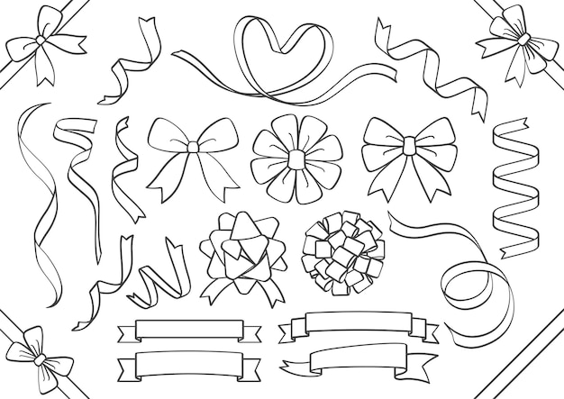 Vector gratuito conjunto de elementos de cintas y lazos
