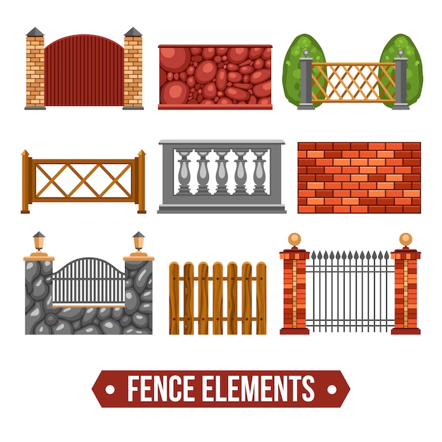 Vector gratuito conjunto de elementos de diseño de la cerca