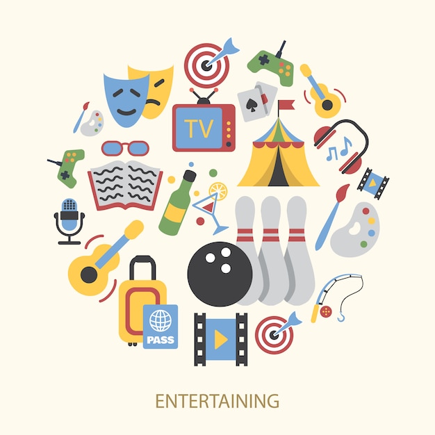 Vector gratuito conjunto de elementos de entretenimiento