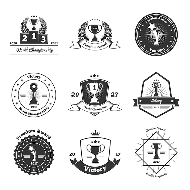 Vector gratuito conjunto de emblemas de trofeos