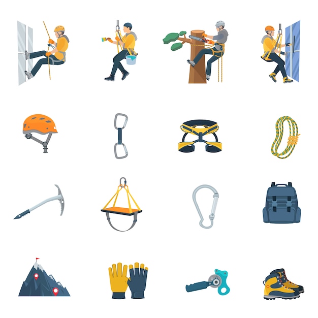 Vector gratuito conjunto de equipos de escalada