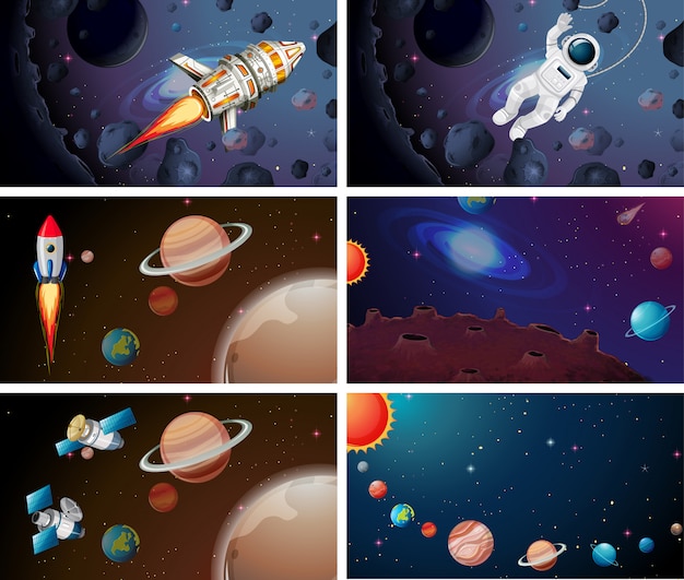 Vector gratuito conjunto de escena de gran espacio