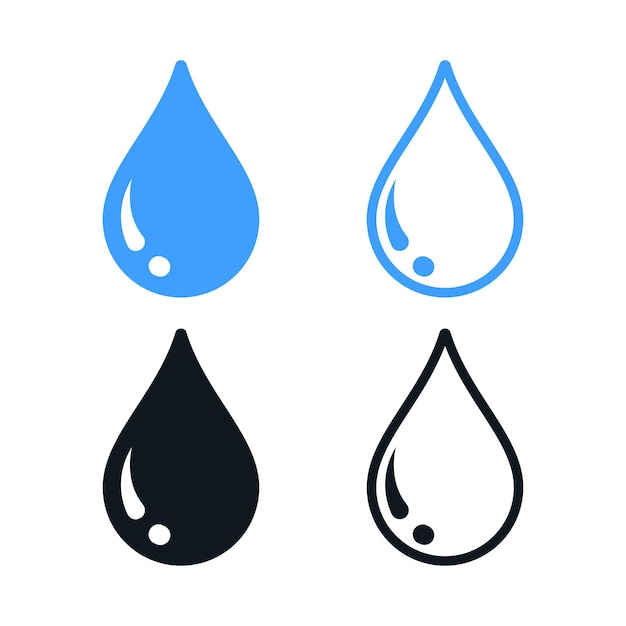 Vector gratuito conjunto de estilos múltiples de gotas de agua