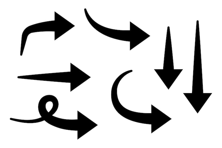 Vector gratuito conjunto de flechas delgadas a gruesas