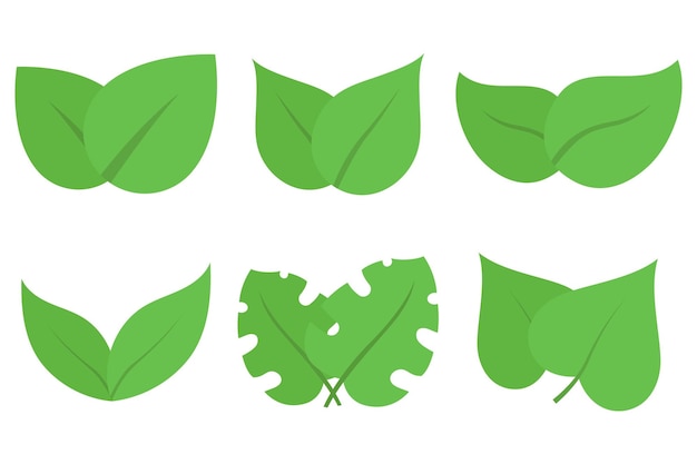 Vector gratuito conjunto de hojas en estilo plano