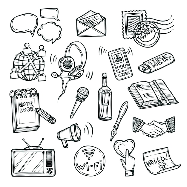 Vector gratuito conjunto de iconos de comunicación