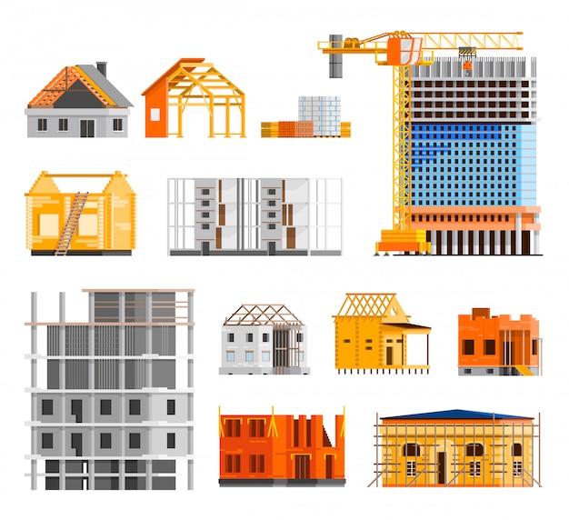 Vector gratuito conjunto de iconos de construcción