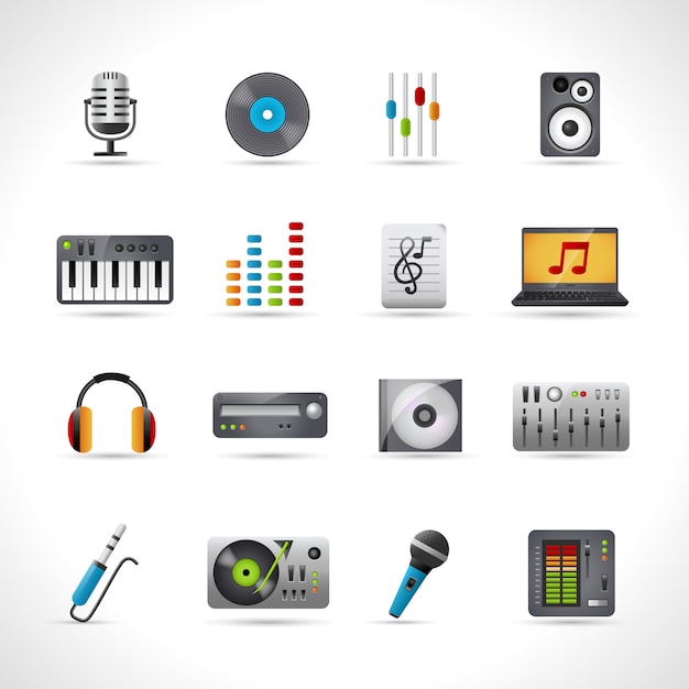 Vector gratuito conjunto de iconos de dj