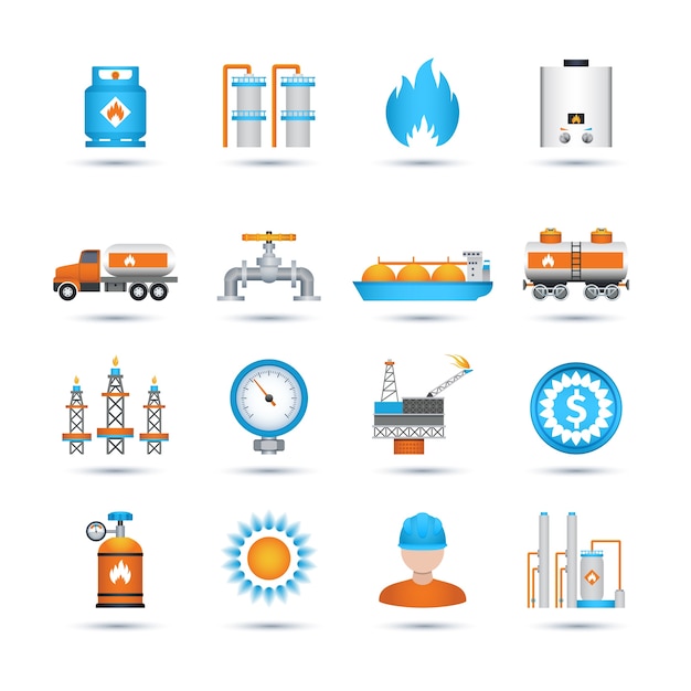 Vector gratuito conjunto de iconos de gas