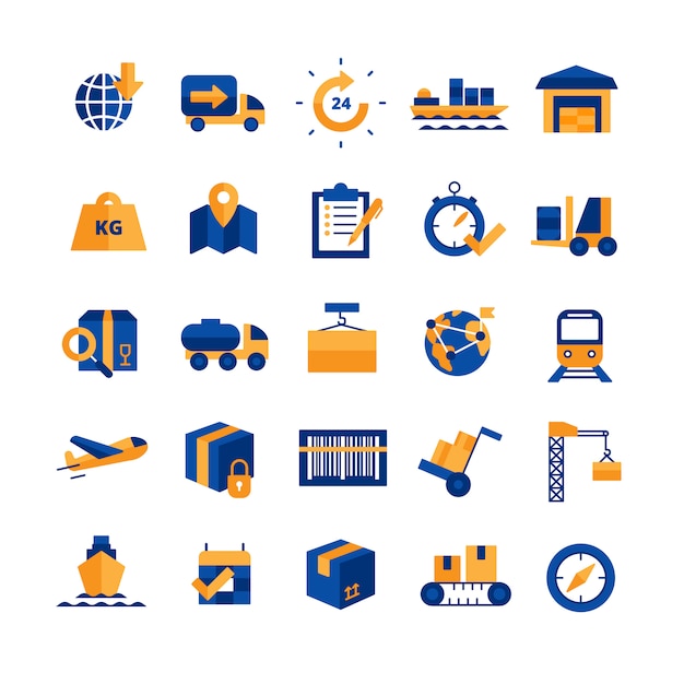 Vector gratuito conjunto de iconos de logística