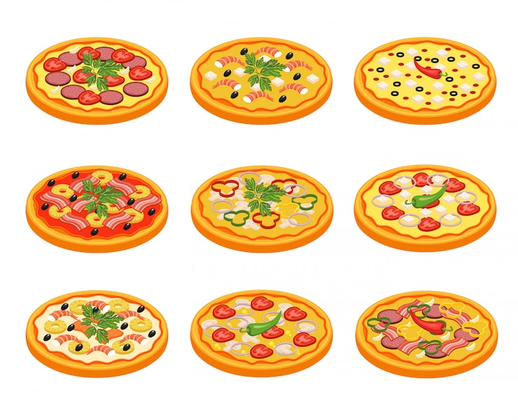 Vector gratuito conjunto de iconos de pizza