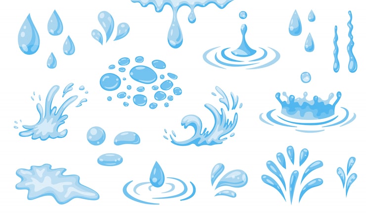 Vector gratuito conjunto de iconos planos de salpicaduras de agua
