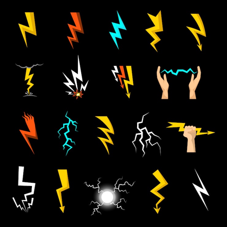 Vector gratuito conjunto de iconos de rayo
