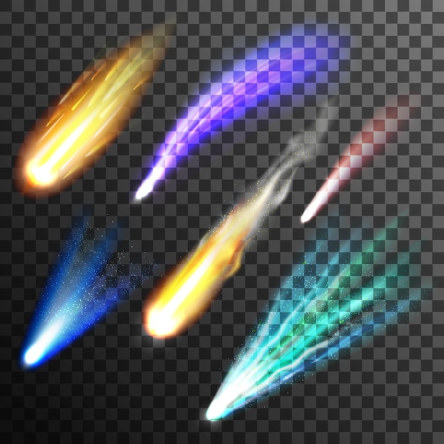Vector gratuito conjunto de meteoros y cometas