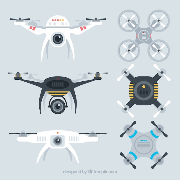 Vector gratuito conjunto moderno de drones con estilo