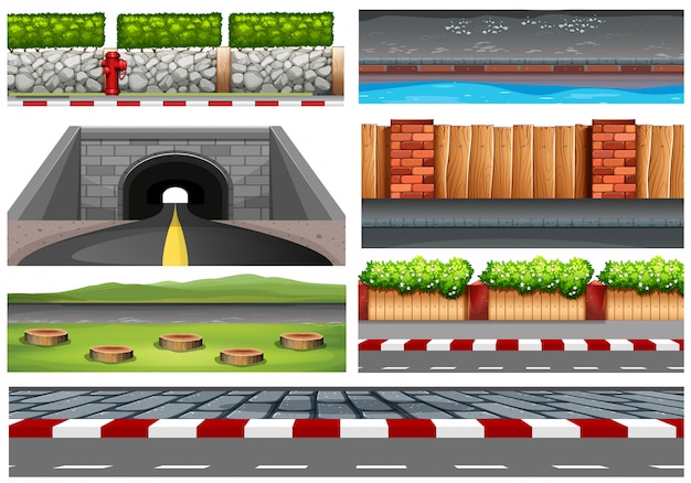 Vector gratuito conjunto de objetos de carretera