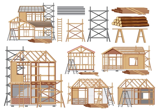 Vector gratuito conjunto de objetos de sitio de construcción