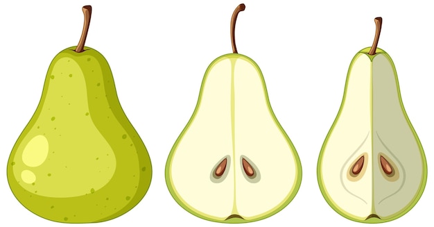 Vector gratuito conjunto de pera verde aislado