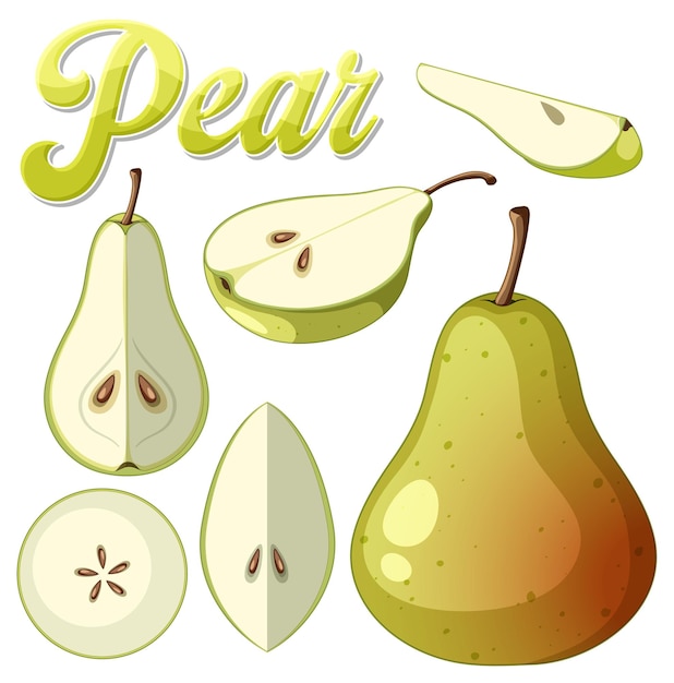 Vector gratuito conjunto de pera verde aislado
