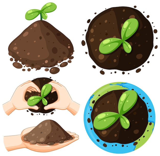 Vector gratuito conjunto de planta y suelo.