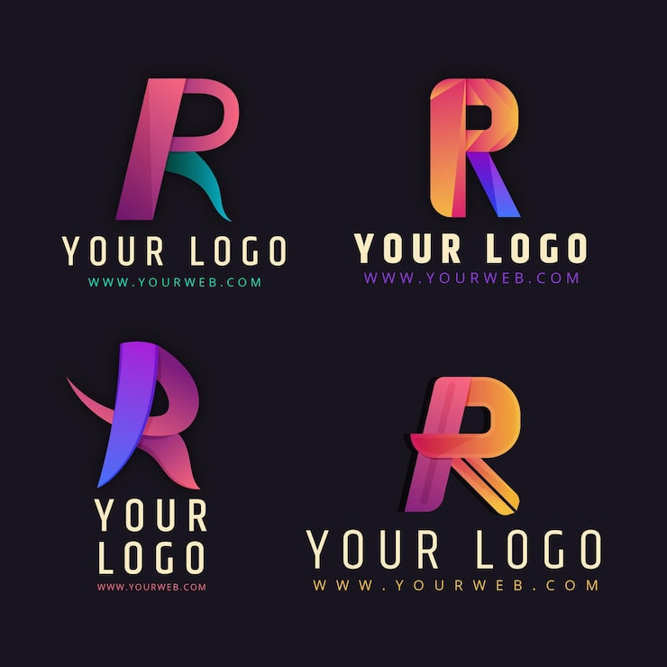 Vector gratuito conjunto de plantillas de logotipo degradado r