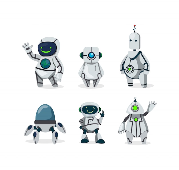 Vector gratuito conjunto de robots lindos