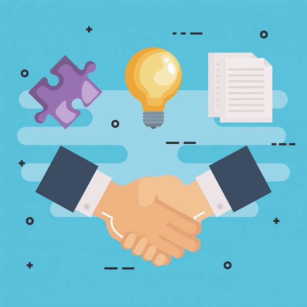 Vector gratuito conjunto de trabajo en equipo empresarial