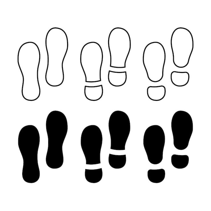 Vector gratuito conjunto de tres huellas de estilos múltiples