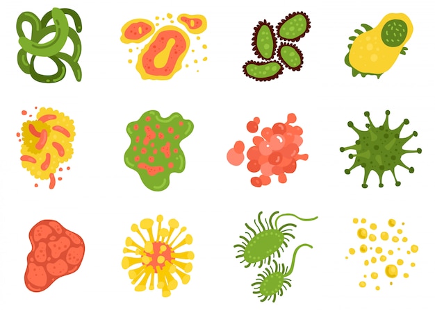 Vector gratuito conjunto de virus y bacterias