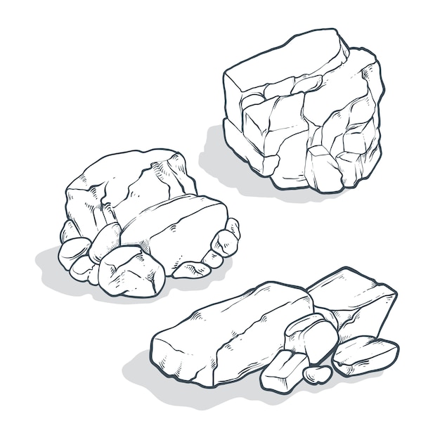 Vector gratuito contorno de roca de piedra dibujado a mano