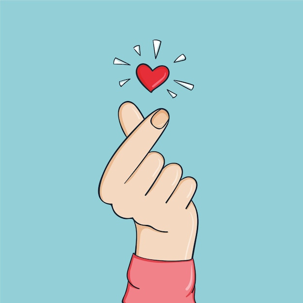 Vector gratuito corazón de dedo dibujado a mano
