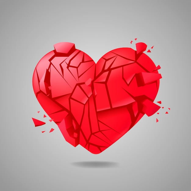 Vector gratuito corazón roto sellado aislado