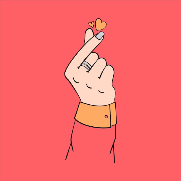 Vector gratuito dedo corazón dibujar