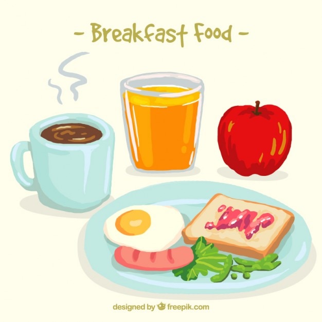 Vector gratuito desayuno nutritivo dibujado a mano