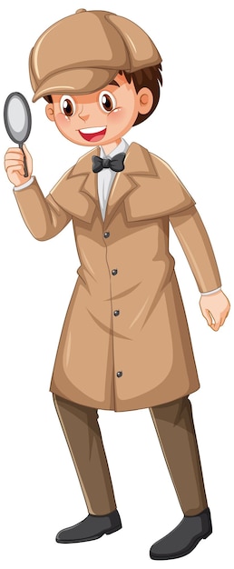 Vector gratuito detective masculino con abrigo marrón y sombrero