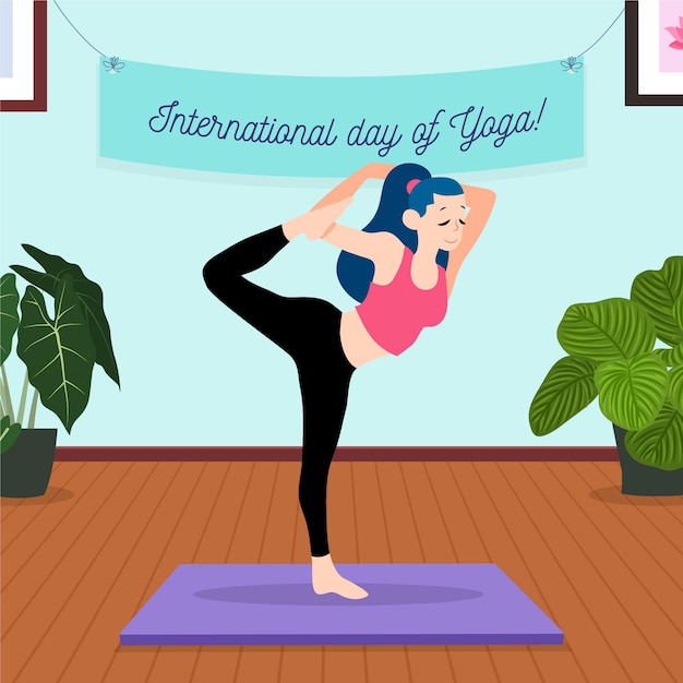 Vector gratuito dibujado a mano día internacional del yoga