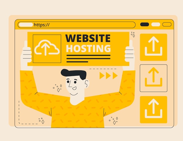 Vector gratuito dibujado a mano ilustración de alojamiento de sitios web