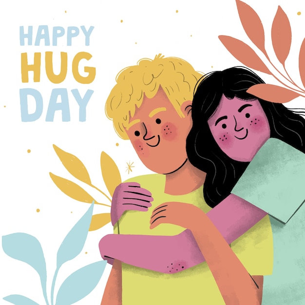 Vector gratuito dibujado a mano ilustración del día del abrazo